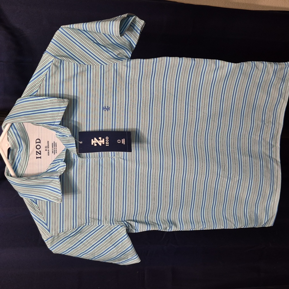 Boys Izod blue and green stripped shirt